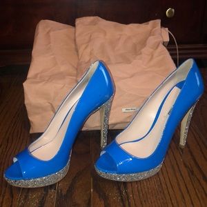 Miu Miu Bright Blue Glitter Pumps Size 39